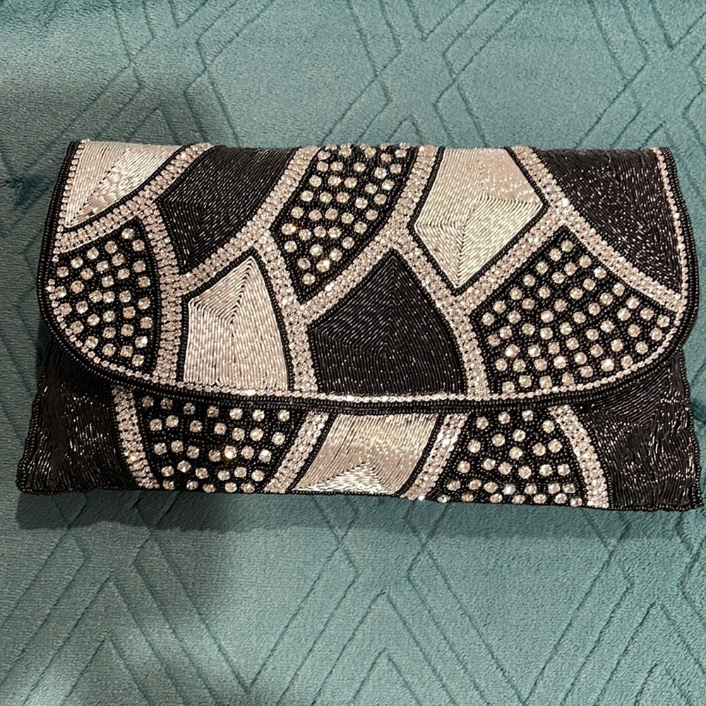 Envelope Clutch Black and Silver